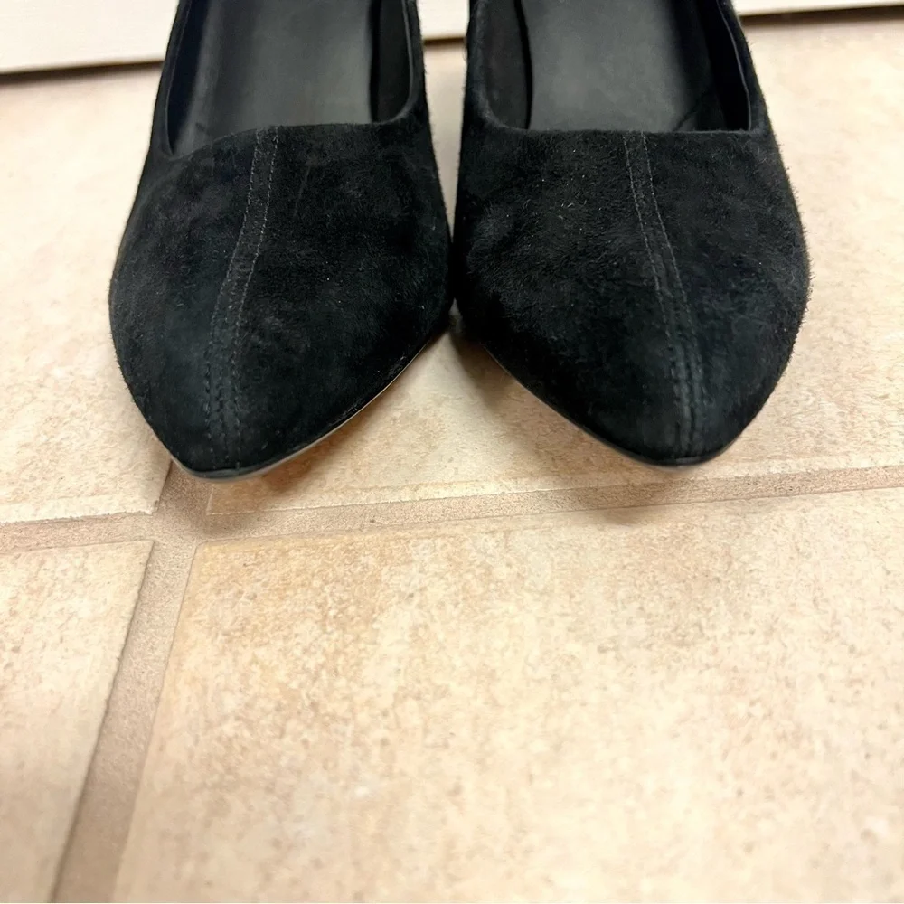 NWT CLARKS Laina85 Court Womens Pump Black Suede US Size 8.5M Preppy minimalist